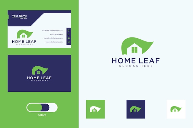 Home leaf logo design and business card