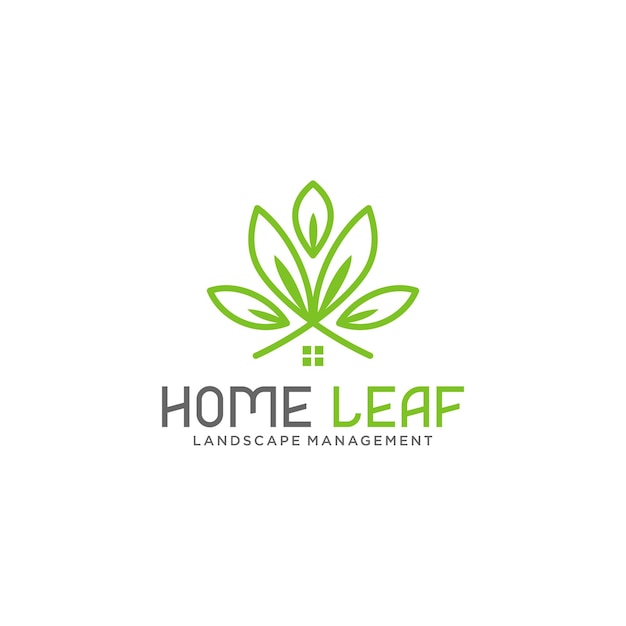 Home Leaf with a Line Art style Logo design.