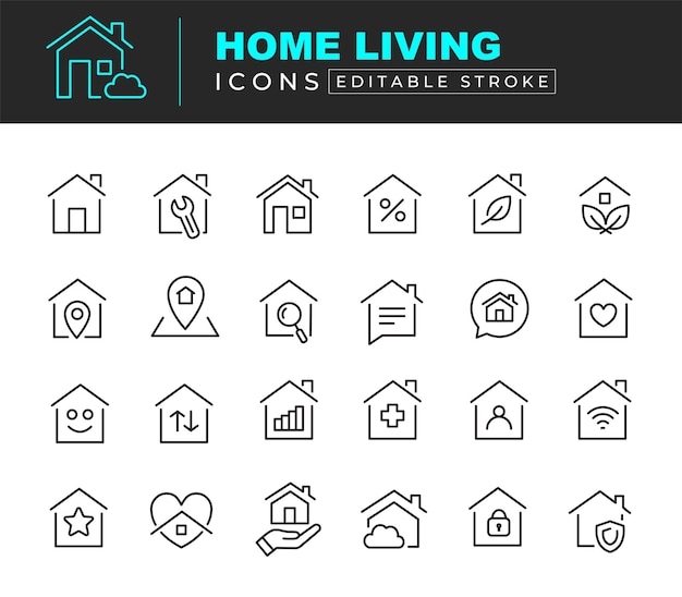 Home line icon set house icon vector