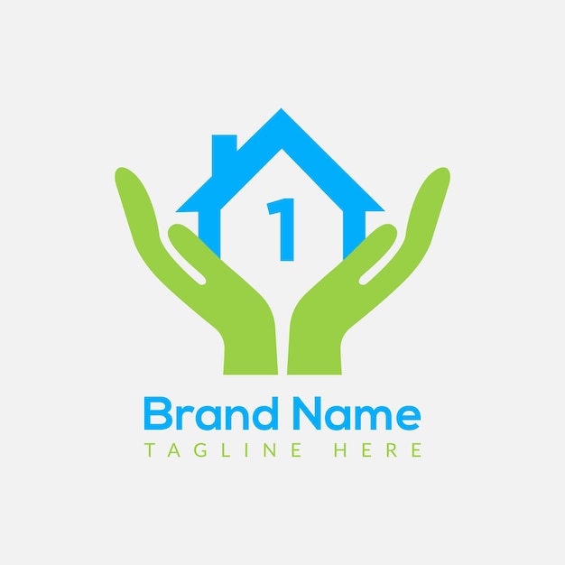 Логотип жилищного кредита на шаблоне письма 1. Начальный шаблон концепции жилищного кредита на 1 букве.