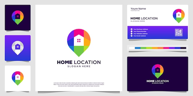 Home location colorful modern logo and business card design