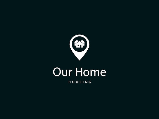 Home location logo design, Our Home logo, Pin icon with home combination logo design template