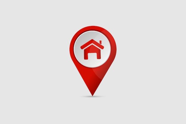 Home location marker with Red pin icon