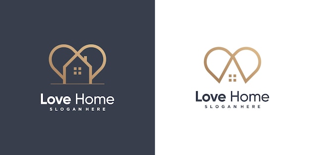 Home logo design with love concept