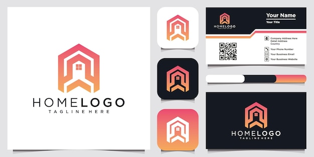 Home logo icon vector illustration design template and business card