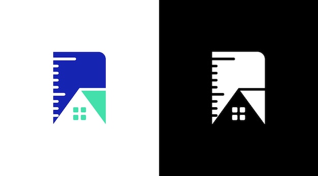 Домашний логотип и линейка векторной архитектуры монограмма иконка стиль шаблона дизайна