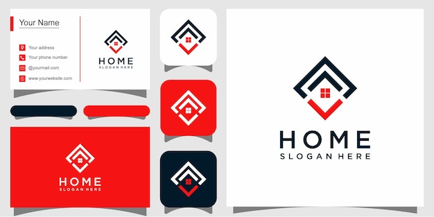 Home logo sjablonen en visitekaartje