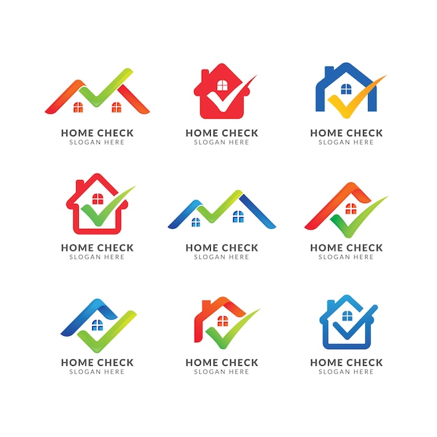 Home logo template with check mark. logo for real estate agency. check home symbol design