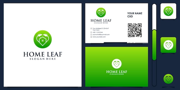 home logo with business card design vector premium logo design inspiration abstract
