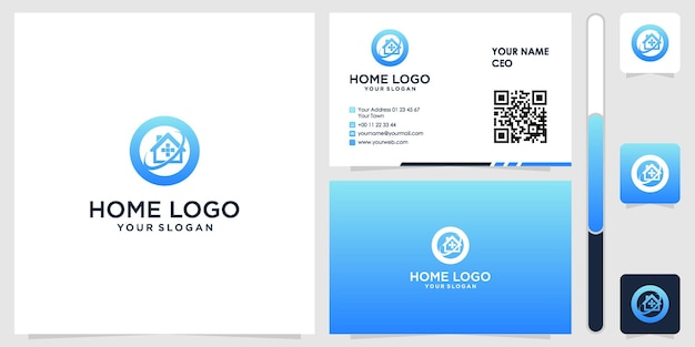 home logo with business card design vector premium logo design inspiration abstract