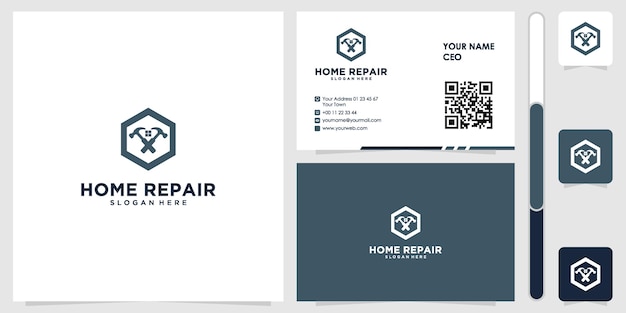 home logo with business card design vector premium logo design inspiration abstract