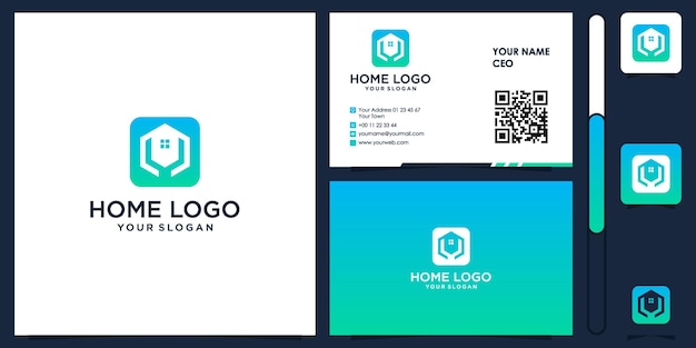 home logo with business card design vector premium logo design inspiration abstract