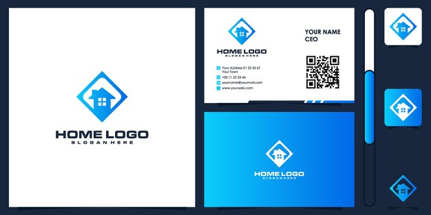 home logo with business card design vector premium logo design inspiration abstract