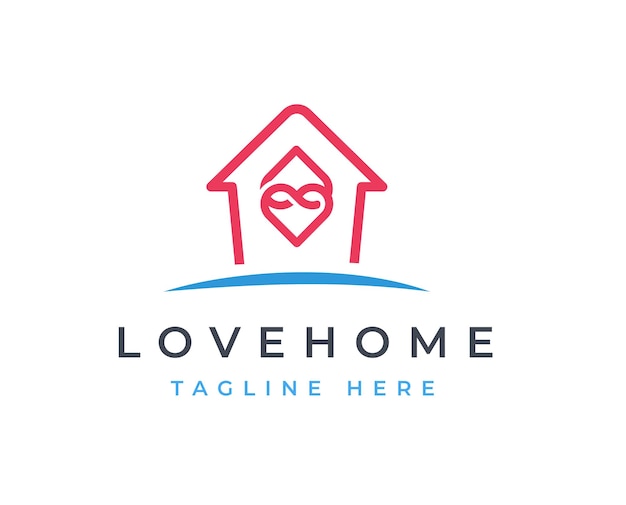 Home love house heart logo design concept Charity or care logo symbol icon template