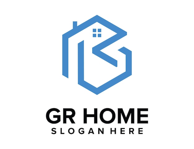 Home met combinaties Letter G en R Logo Vector