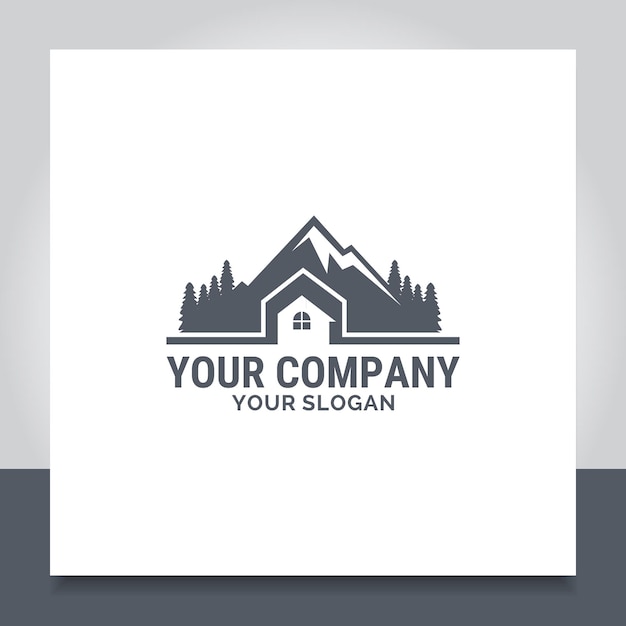 домашняя гора дизайн логотипа крыша из сосны для путешествий кемпинг вилла