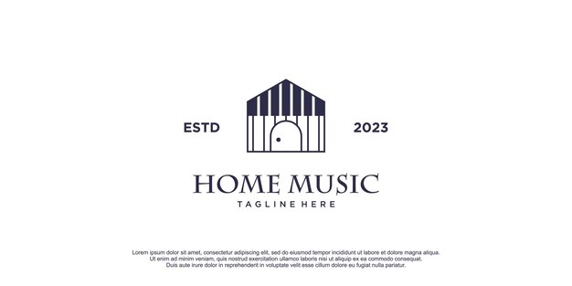 Home muziek logo met piano conceptontwerp pictogram vectorillustratie