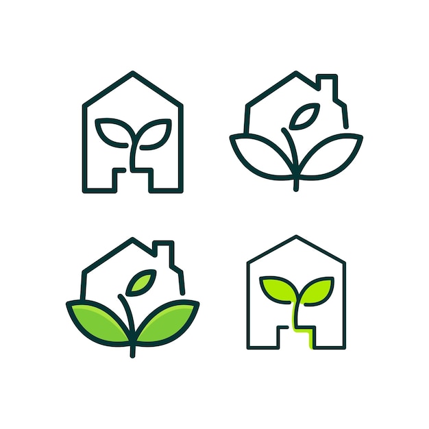 Set di design del logo per la casa e la natura