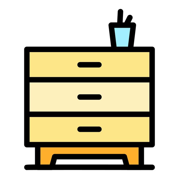 Vector home office drawer icon outline home office drawer vector icon color flat isolated