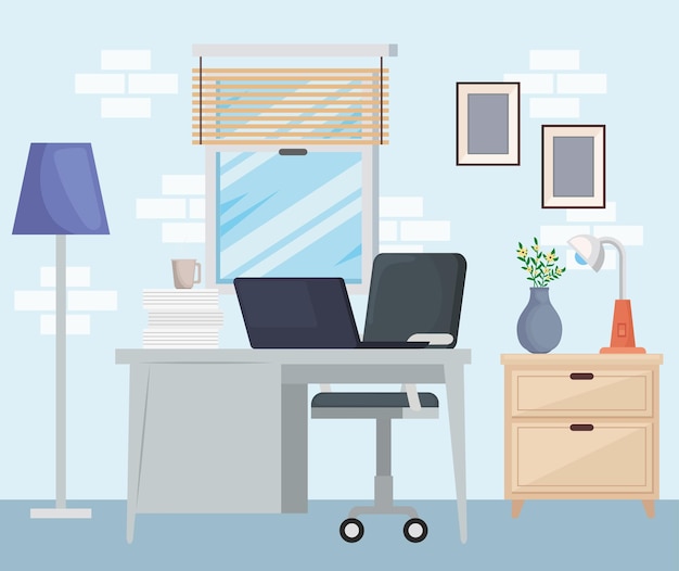 Vector home office scene