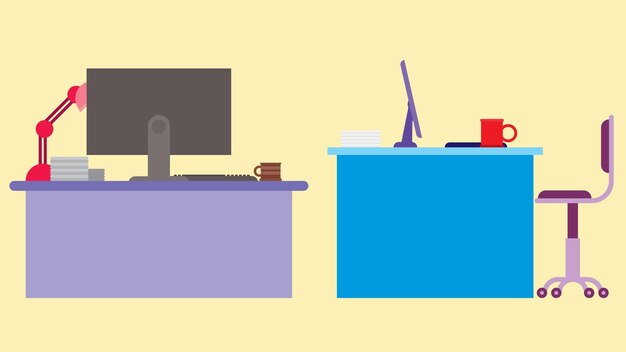 Illustrazione vettoriale della tabella di lavoro a casa o in ufficio
