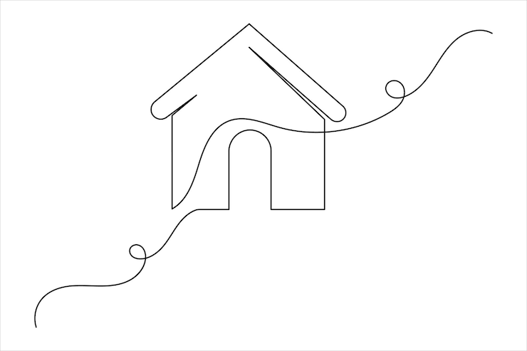 Vector 고립된 연속적인 트 터 일러스트레이션의 홈 원 라인 드로잉