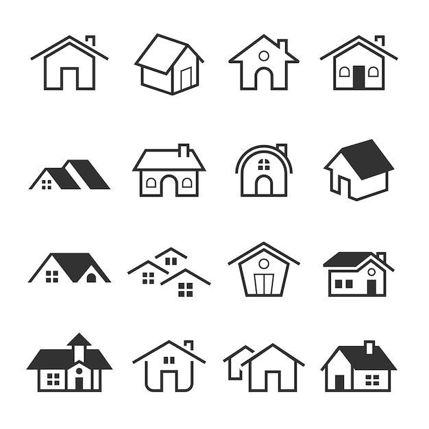 Home outline stroke symbol vector icons