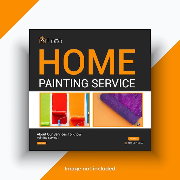 Vector home painting service social media instagram post template