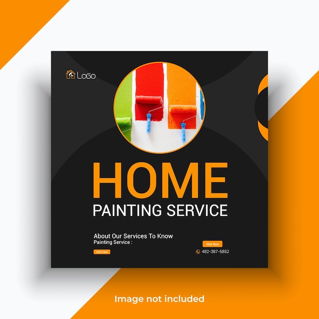 Vector home painting service social media instagram post template