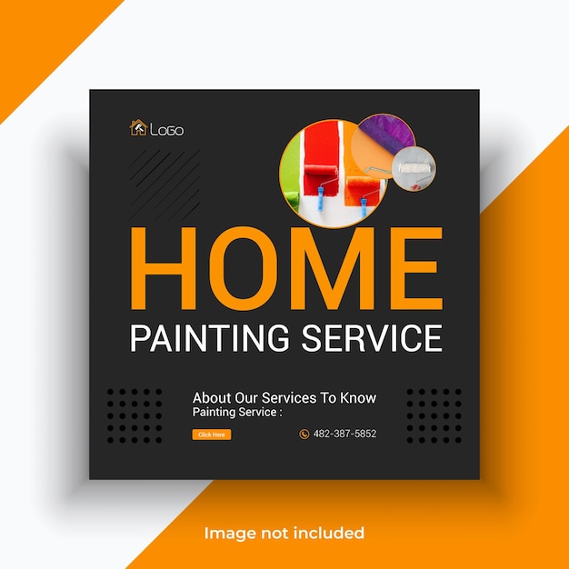 Vector home painting service social media instagram post template