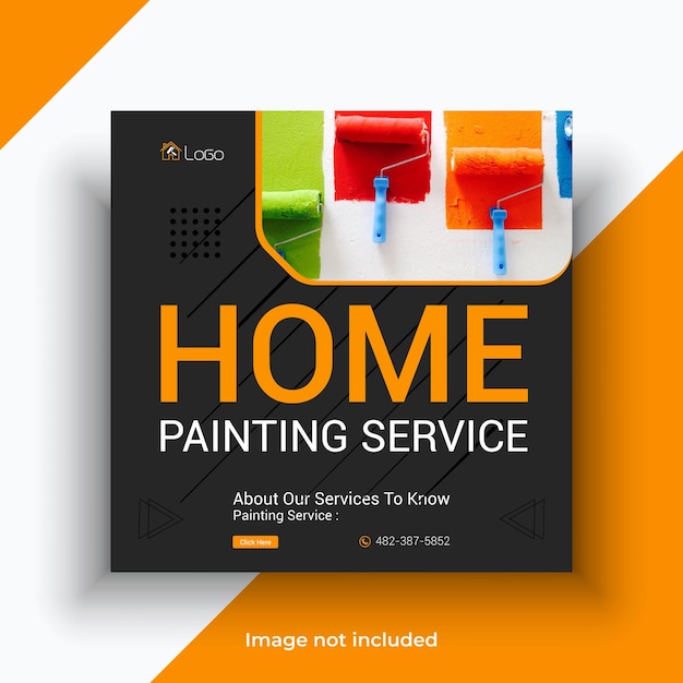 Vector home painting service social media instagram post template