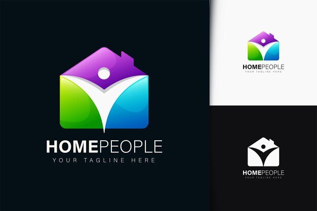 Vector home people logo design with gradient