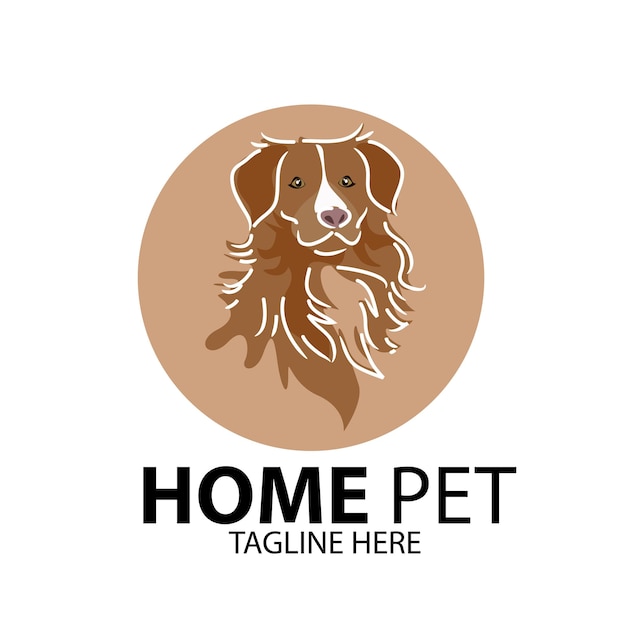 Логотип Home Pet Нарисованная вручную элегантная собака лицом к лицу лихая собака изолированная векторная иллюстрация