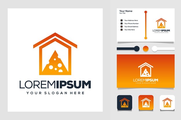 Домашняя пицца современный логотип дизайн визитной карточки шаблон