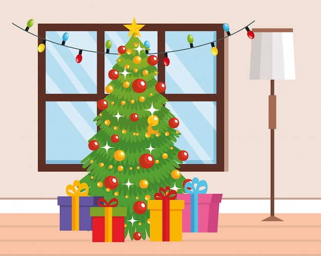 Home place with christmas tree decoration