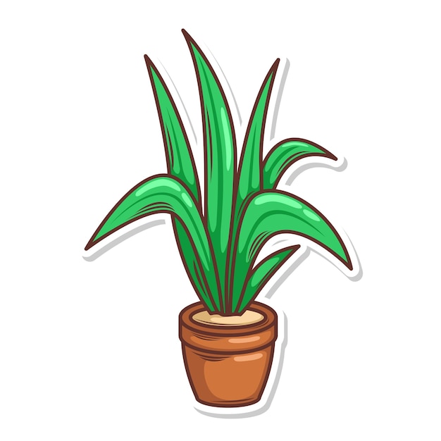 Home plant cartoon style potted plant isolated on white