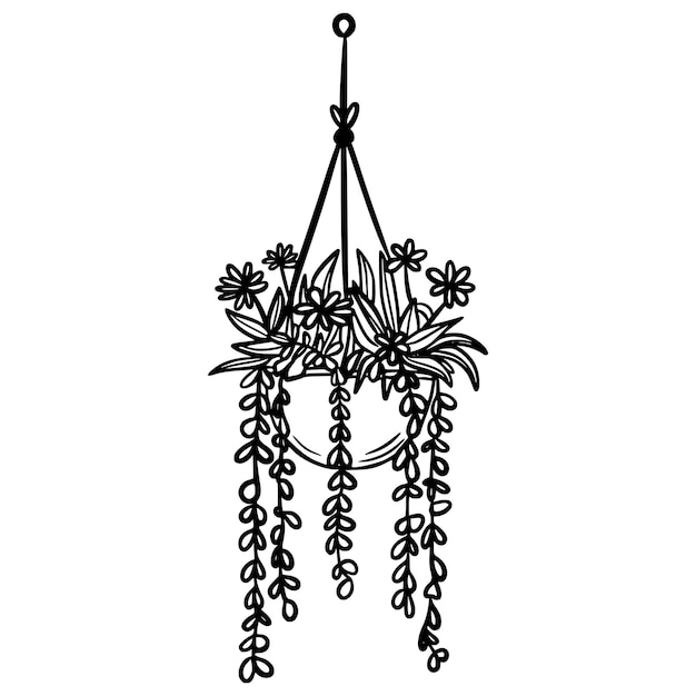 home plant in a pot icon doodle style interior plant flower