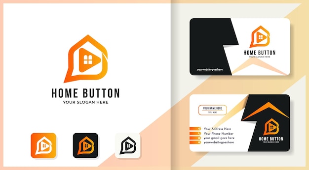 Home play button logo and business card design