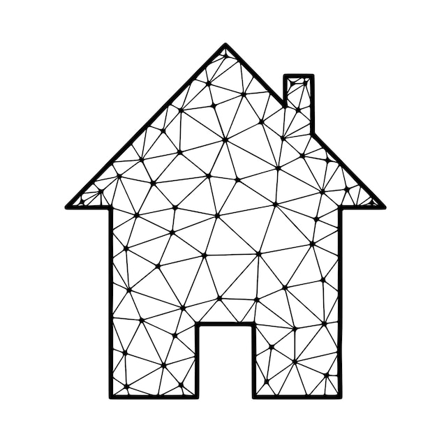 白い背景に隔離されたホームの多角ベクトルアイコン