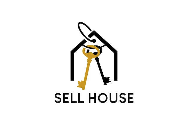 Home price tag logo design and lock home property buying and selling logo