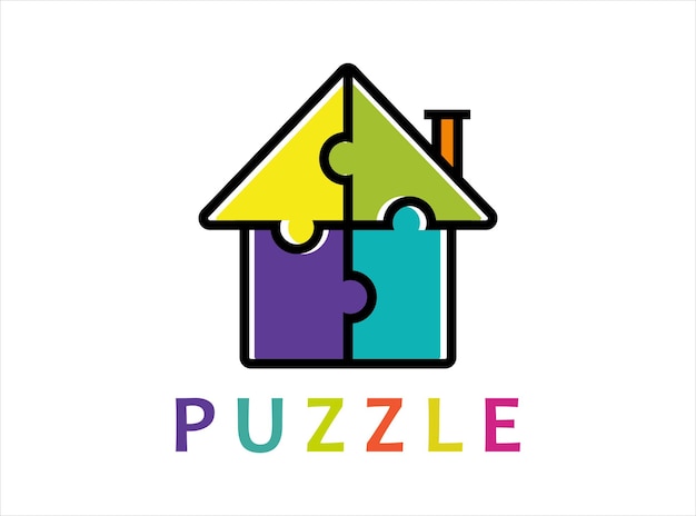 Vector home puzzle logo design concept