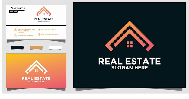 home real estate luxury with line art logo design