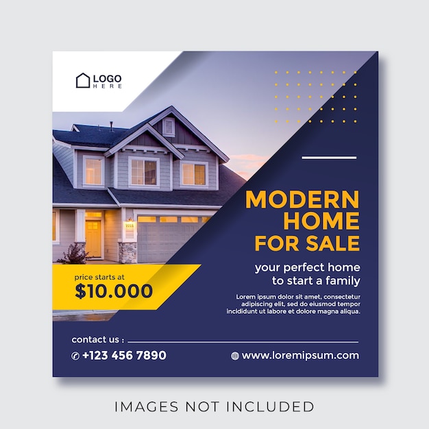 home real estate property square banner for social media