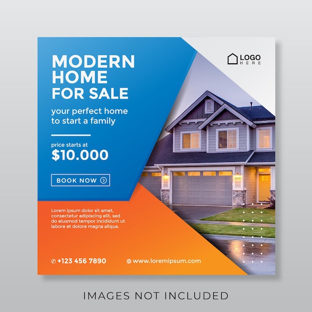 home real estate property square banner for social media