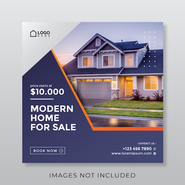 home real estate property square banner for social media