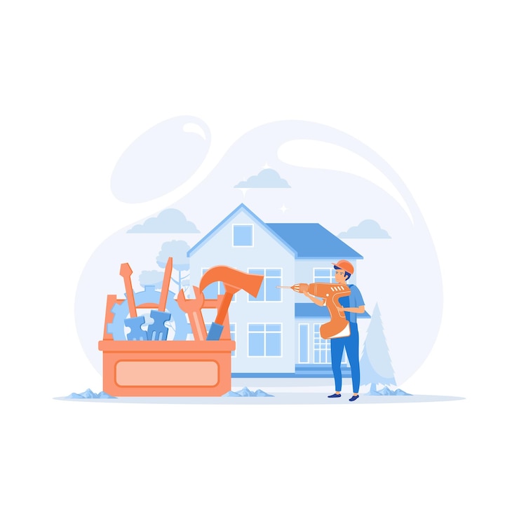 Vector home renovation abstract concept vector illustration set flat vector modern illustration