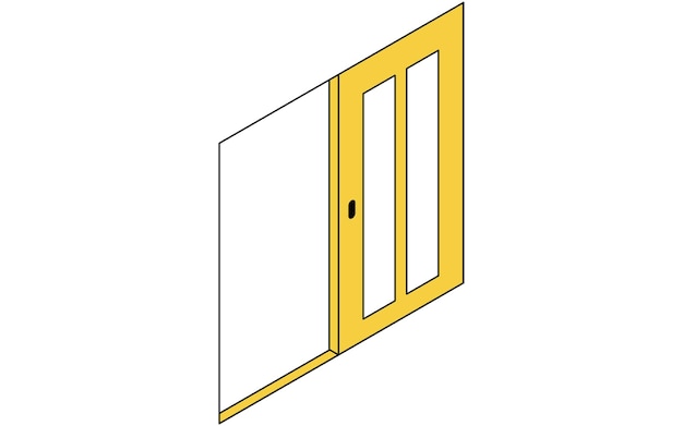 Rinnovazione della casa cura ristrutturazione per sostituire porta scorrevole semplice illustrazione isometrica