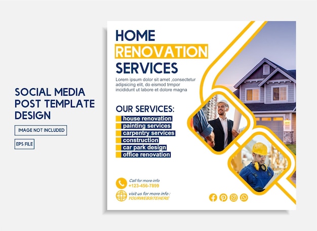 Home renovation services social media post template