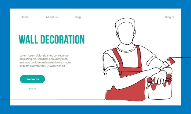 Home Repair Concept. Website Landing Page. Repairmen Workers Are Making Works Of House. Cartoon Char