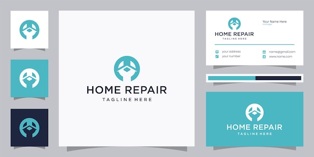 Дизайн логотипа домашнего ремонта и визитной карточки